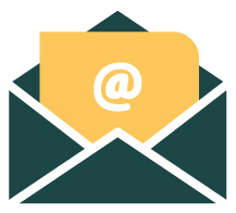 icone d'une enveloppe avec un courrier - boison charpente et couverture